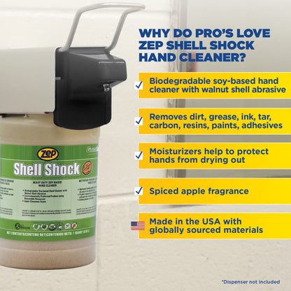 Zep Shell Shock Hand Cleaner - Soy-Based Formula with Walnut Shell Abrasives - 1 qt