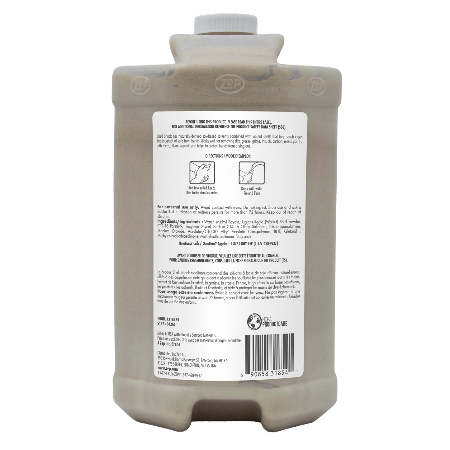 Zep Shell Shock Hand Cleaner – Walnut Shell Scrubs Away Dirt and Grime – 1 Gallon