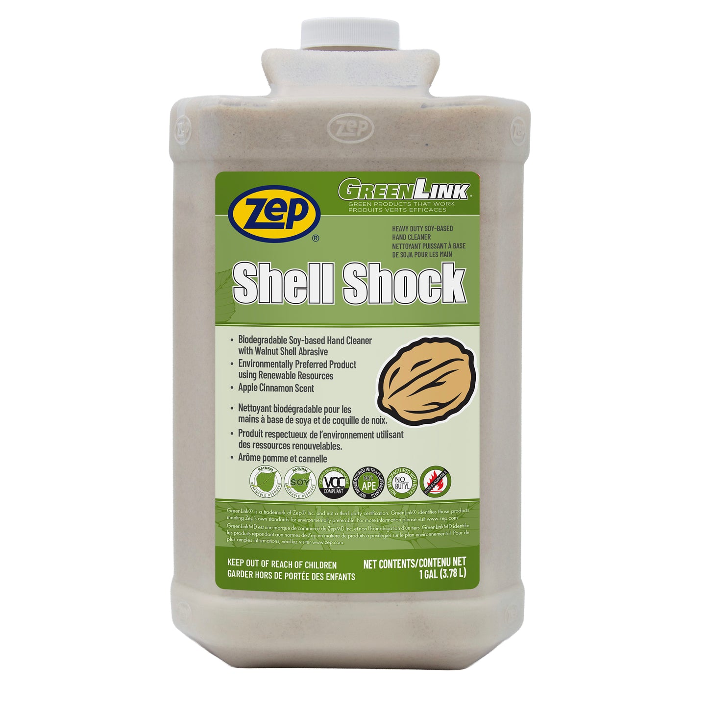 Zep Shell Shock Hand Cleaner – Walnut Shell Scrubs Away Dirt and Grime – 1 Gallon