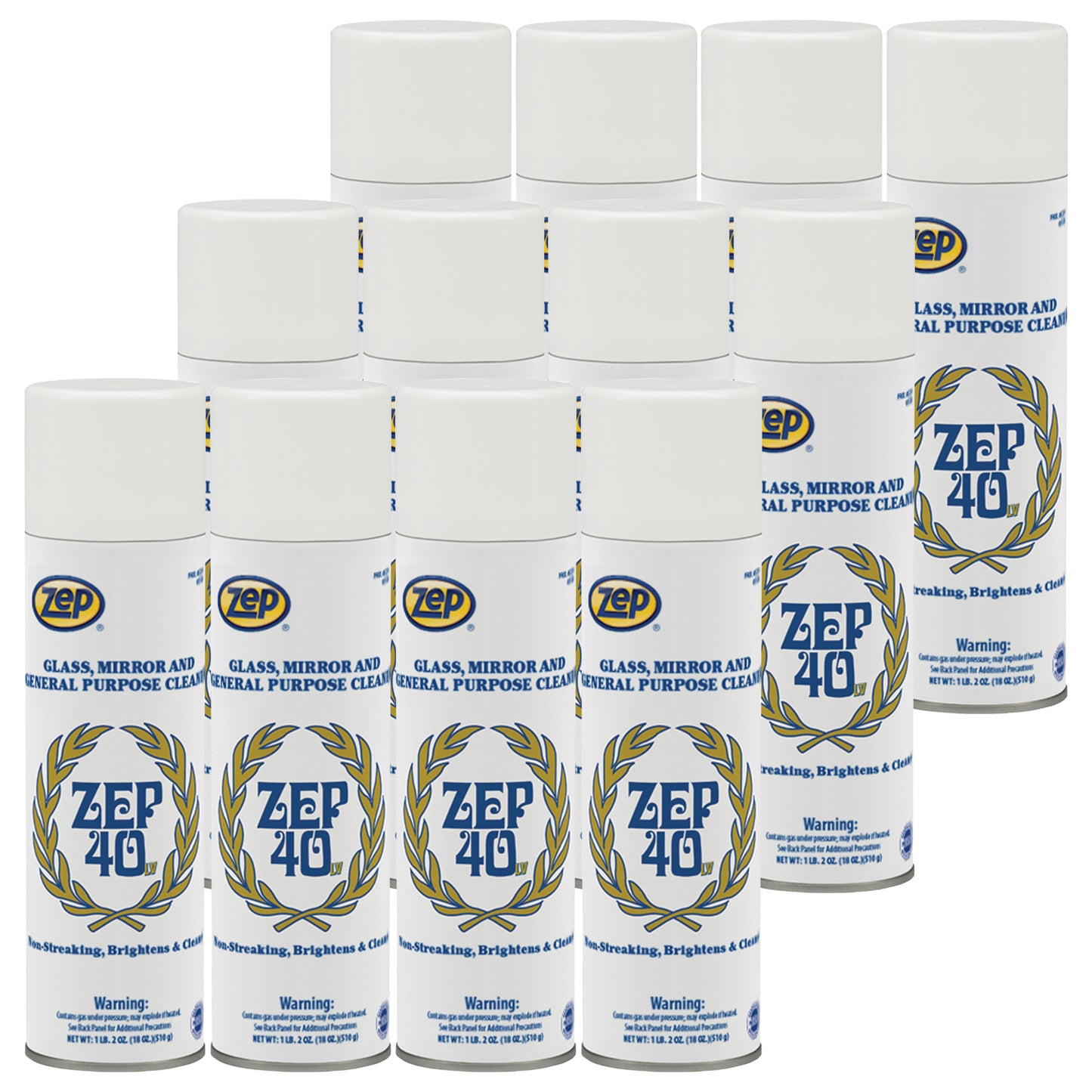 Zep 40 LV Glass, Mirror and General-Purpose Cleaner – No Spotting or Streaks – 18 oz