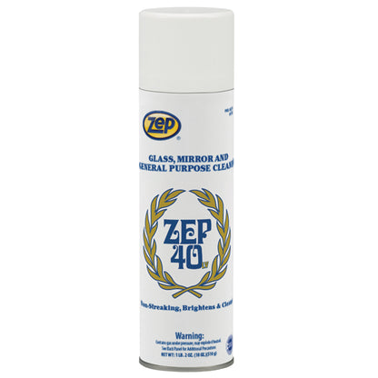 Zep 40 LV Glass, Mirror and General-Purpose Cleaner – No Spotting or Streaks – 18 oz