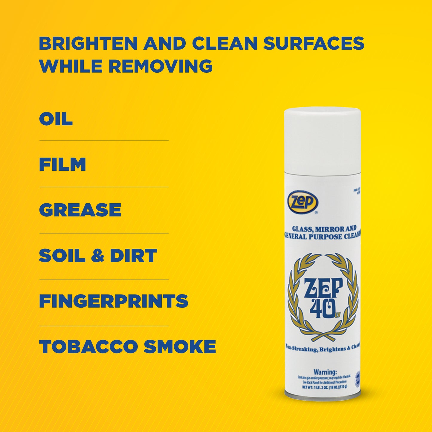 Zep 40 LV Glass, Mirror and General-Purpose Cleaner – No Spotting or Streaks – 18 oz