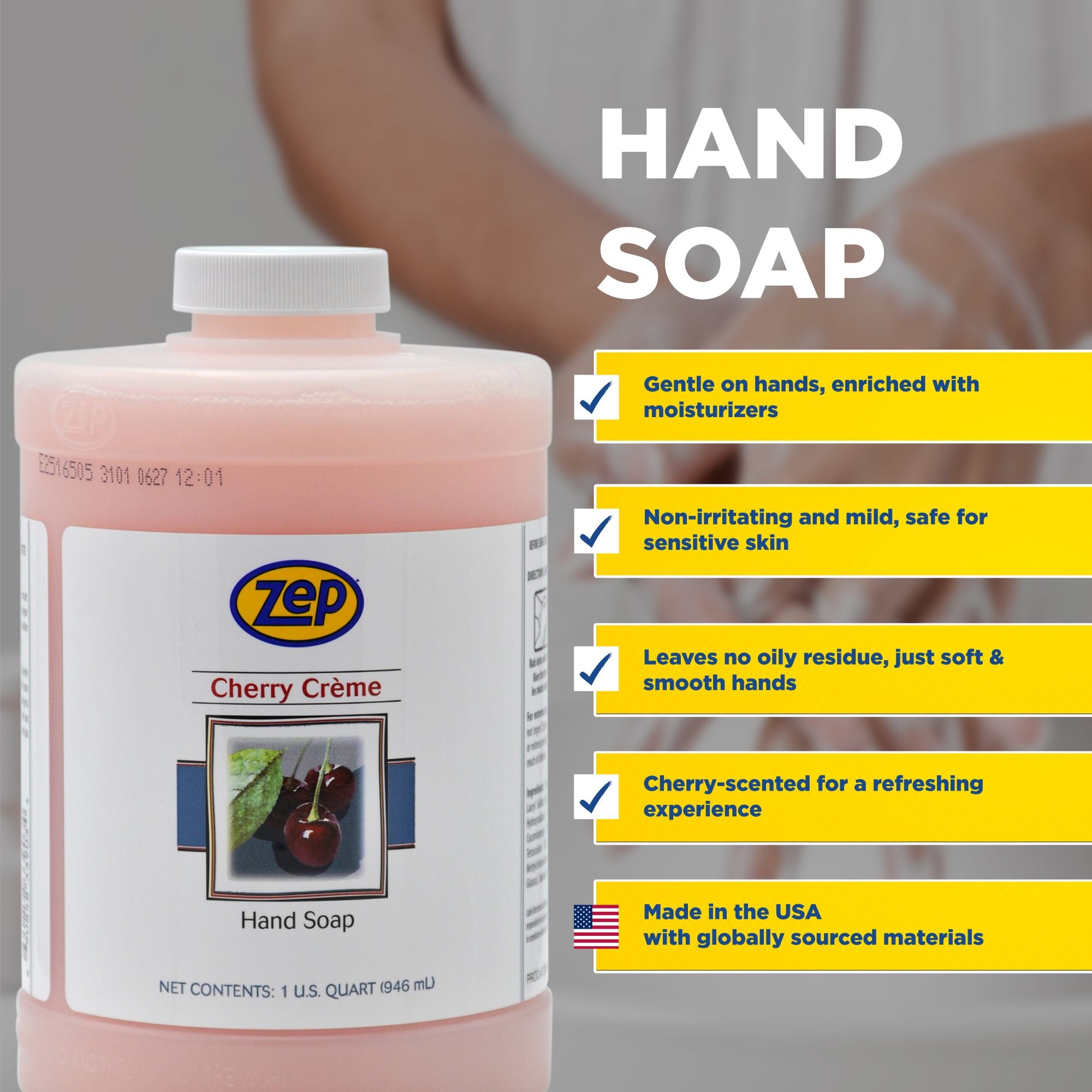 Zep Cherry Crème Hand Cleaner - 32 oz (Pack of 4) 33904 - For Use