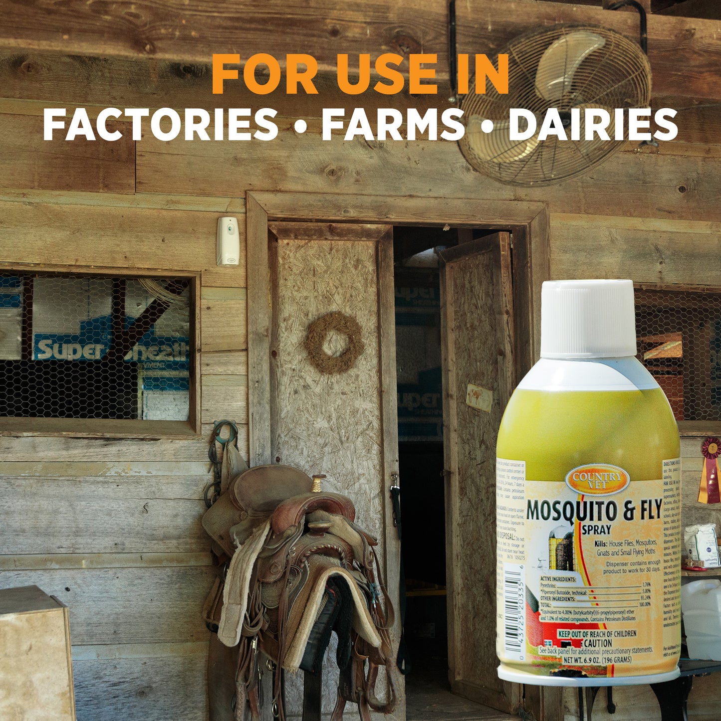 Country Vet Mosquito+Fly Metered Spray Refill (Case of 12) & Automatic Metered Dispenser Bundle