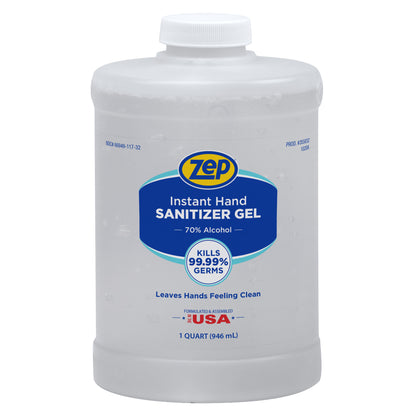 Zep Instant Hand Sanitizer Gel – Kills 99.99% of Germs – 1 qt