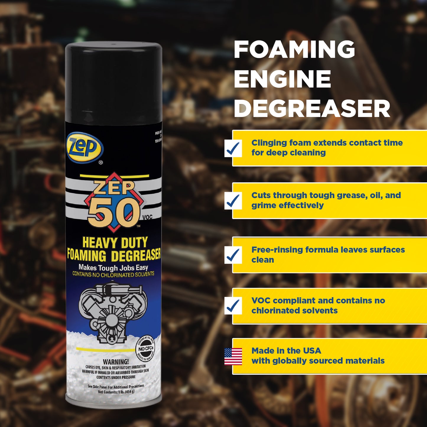 Zep 50 VOC HEAVY DUTY FOAMING DEGREASER - 16 OZ.