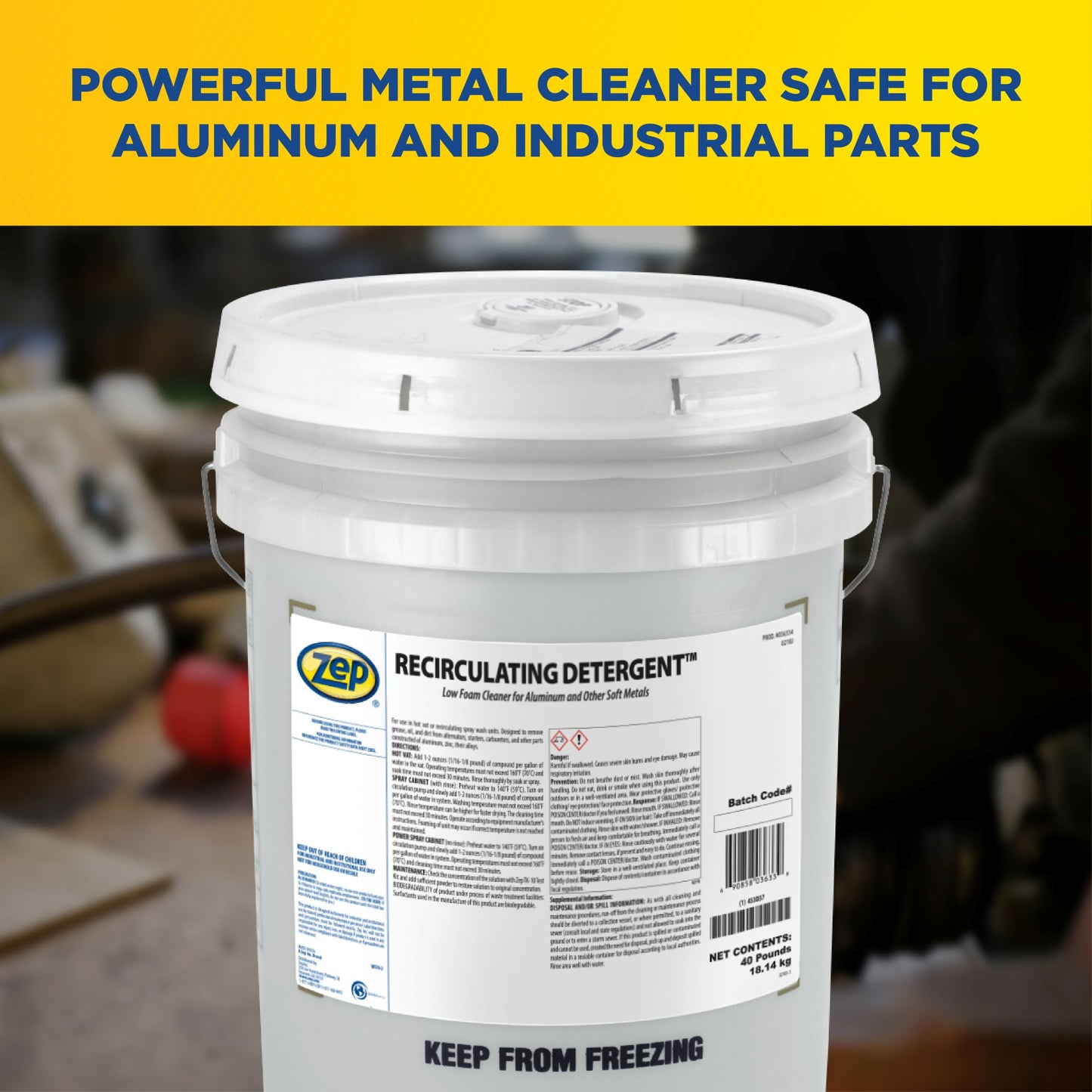 Zep Recirculating Detergent – Low Foam Cleaner for Aluminum and Other Soft Metals – 40 lbs