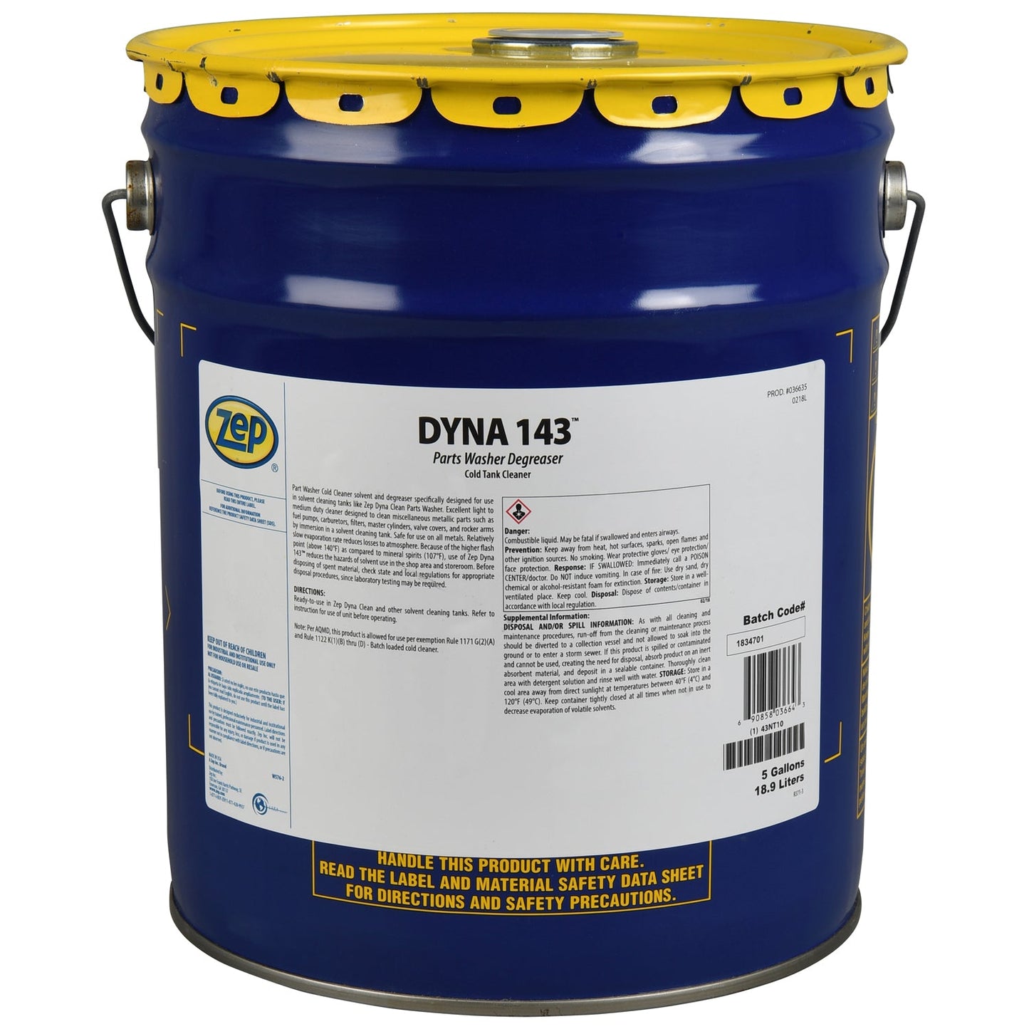 Zep Dyna 143 Parts Washer Degreaser – Parts Cleaner Solvent – 5 Gallon