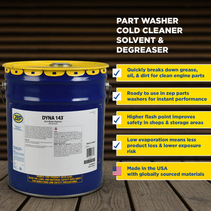 Zep Dyna 143 Parts Washer Degreaser – Parts Cleaner Solvent – 5 Gallon