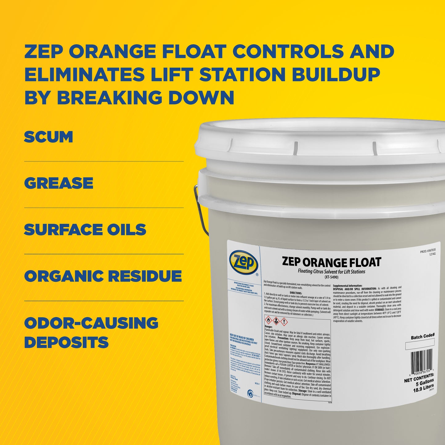 Orange Float XT-5490 Floating Citrus Solvent - 5 Gallon
