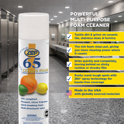 Zep 65 Citrus Foam - Multi-Purpose Foaming Cleaner – 18 oz