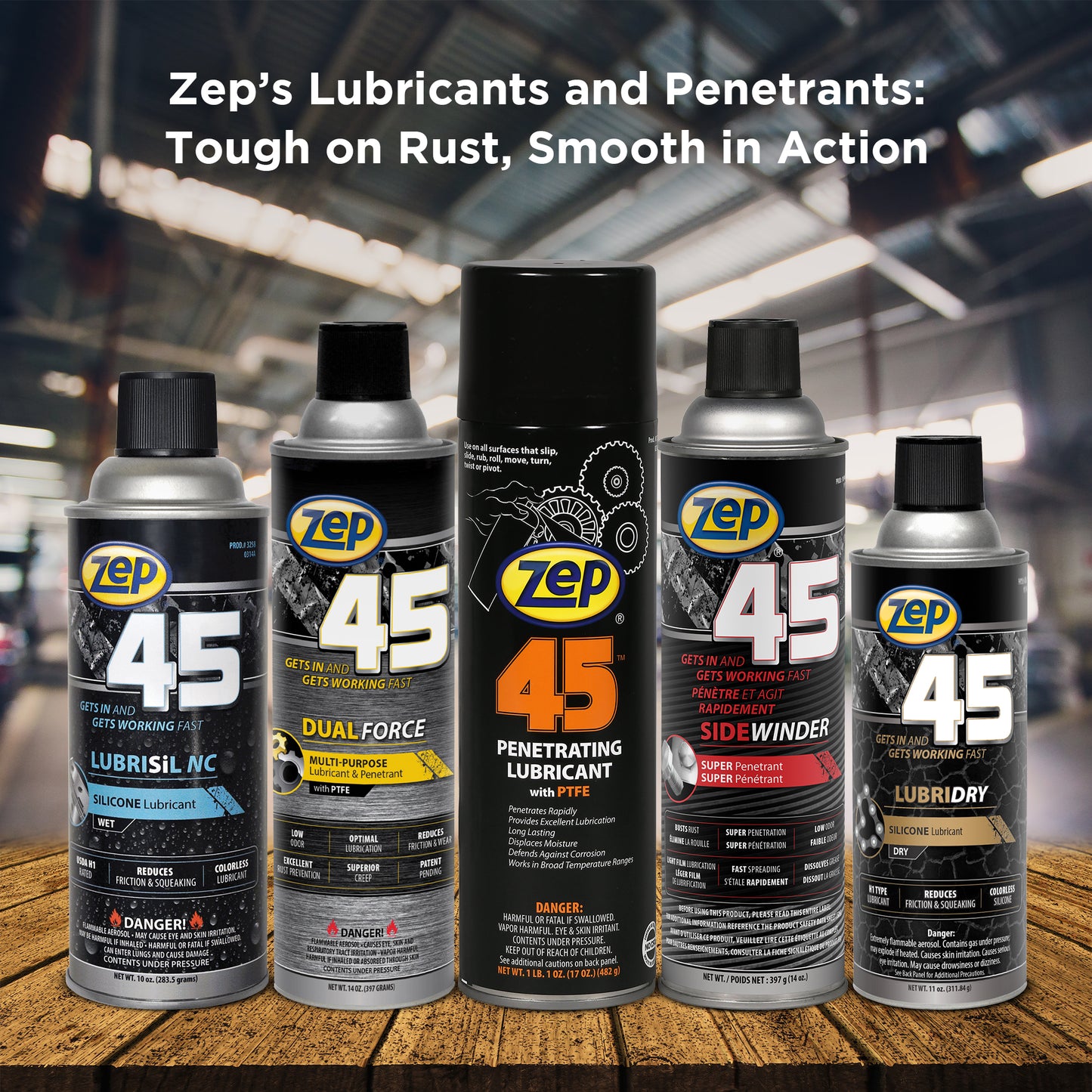 Zep 45 Dual Force Lubricant and Penetrant – Reduces Friction and Wear – 14 oz