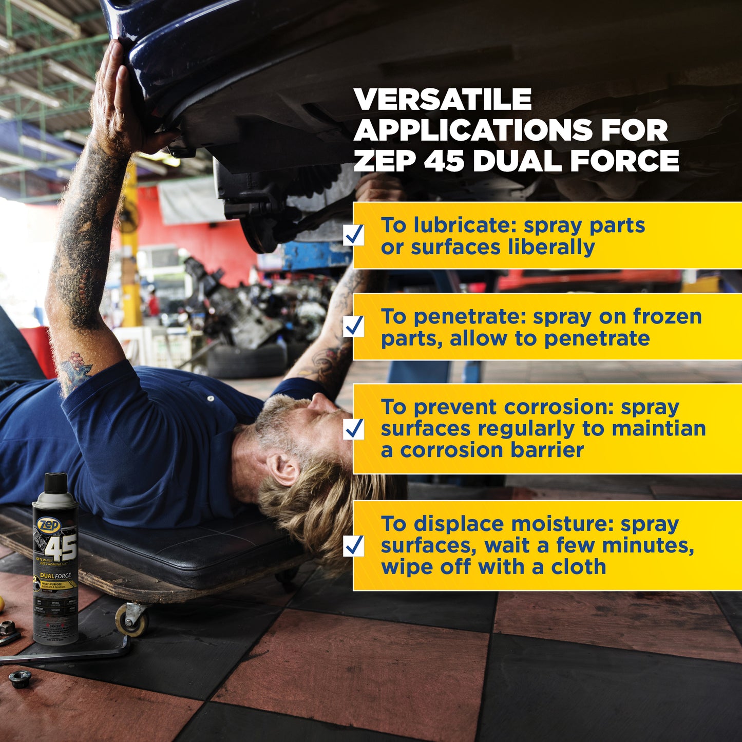 Zep 45 Dual Force Lubricant and Penetrant – Reduces Friction and Wear – 14 oz