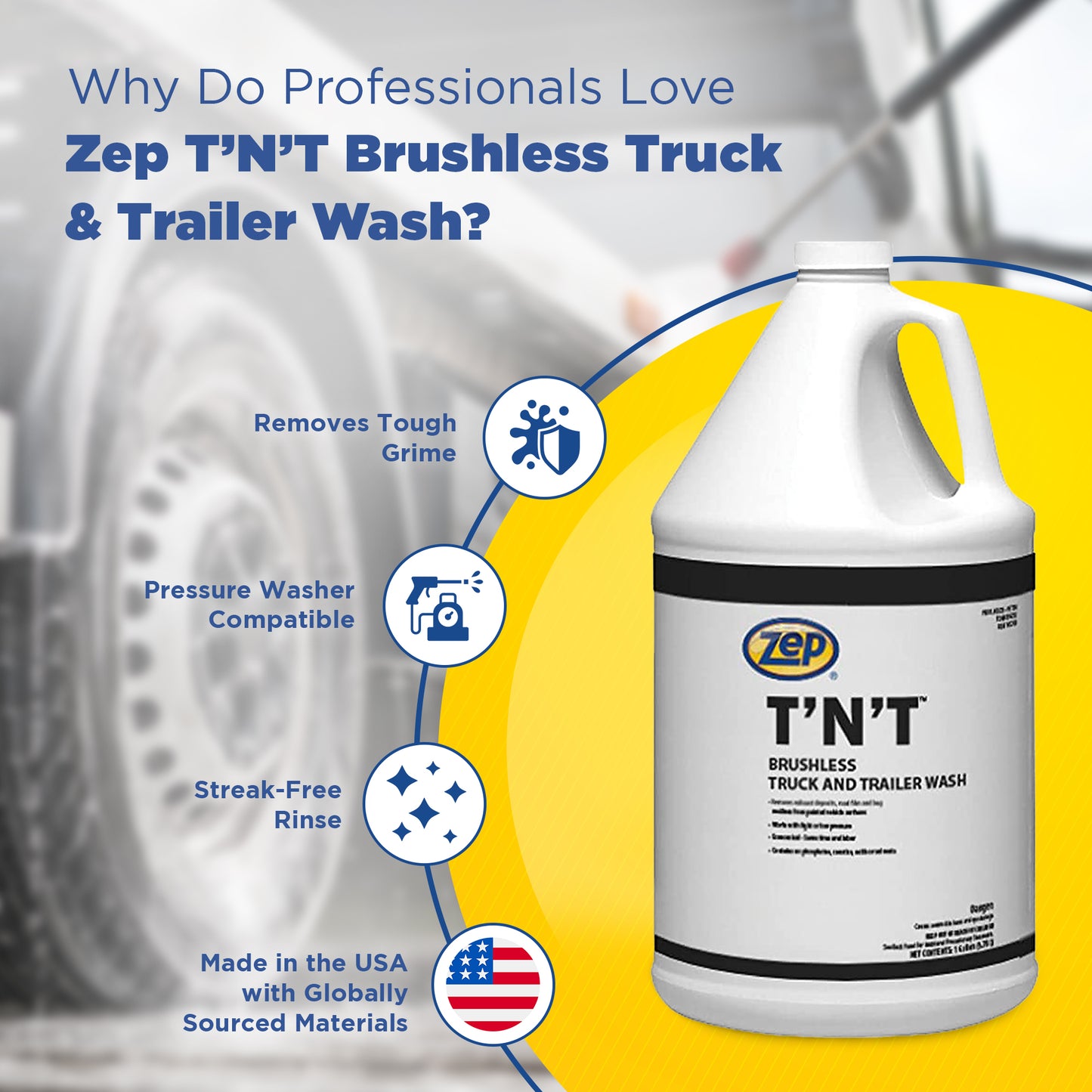 Zep T’N’T Truck and Trailer Wash – Removes Exhaust Deposits - 1 Gallon