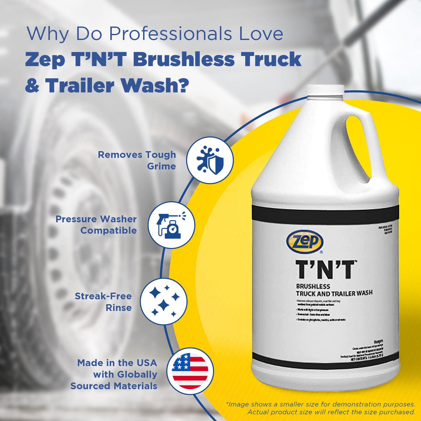 Zep T’N’T Brushless Truck and Trailer Wash – Removes Exhaust Deposits, Road Film, and Bug Residues – 55 Gallon