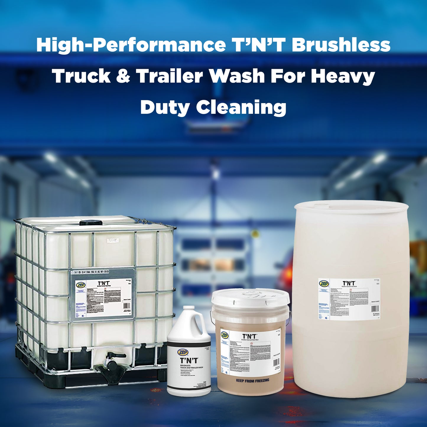 Zep T’N’T Brushless Truck and Trailer Wash – Removes Exhaust Deposits, Road Film, and Bug Residues – 55 Gallon