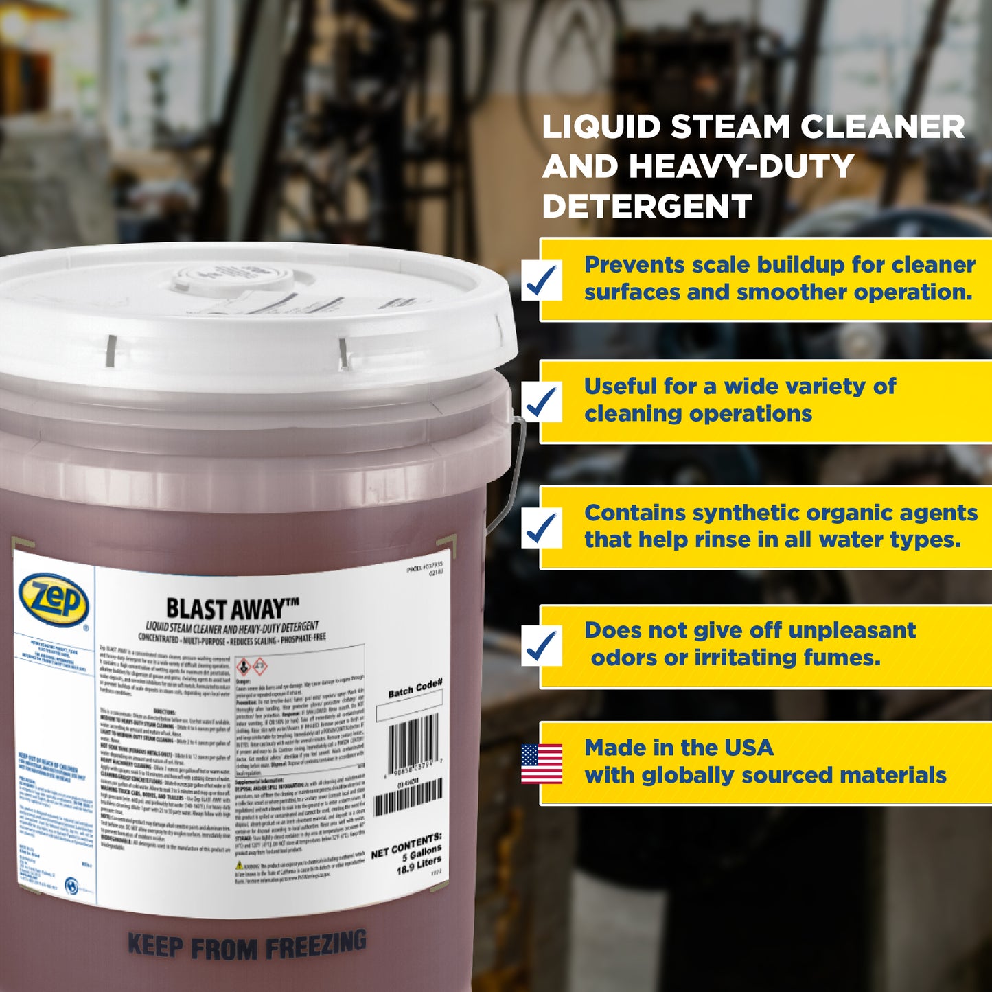 Zep Blast Away – Liquid Steam Cleaner and Heavy-Duty Detergent – 5 Gallon