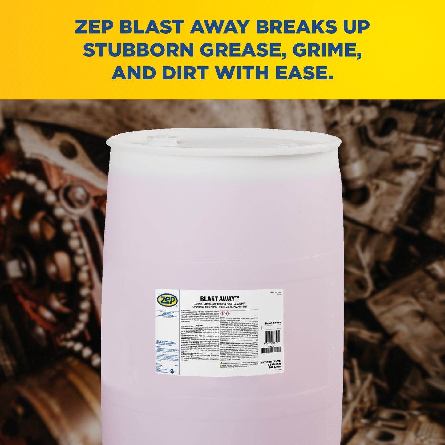 Zep Blast Away – Liquid Steam Cleaner and Heavy-Duty Detergent – 55 Gallon