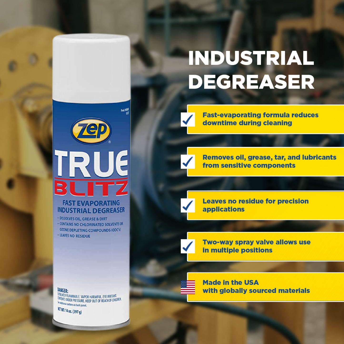True Blitz Aerosol Fast Evaporating Industrial Degreaser- 14 oz.