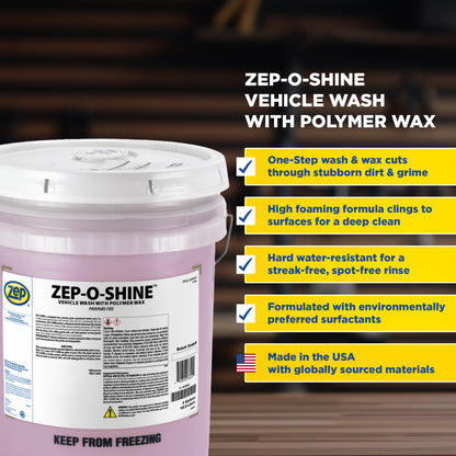 Zep-O-Shine Vehicle Wash with Polymer Wax – “Pries-Off” Dirt– 5 Gallon
