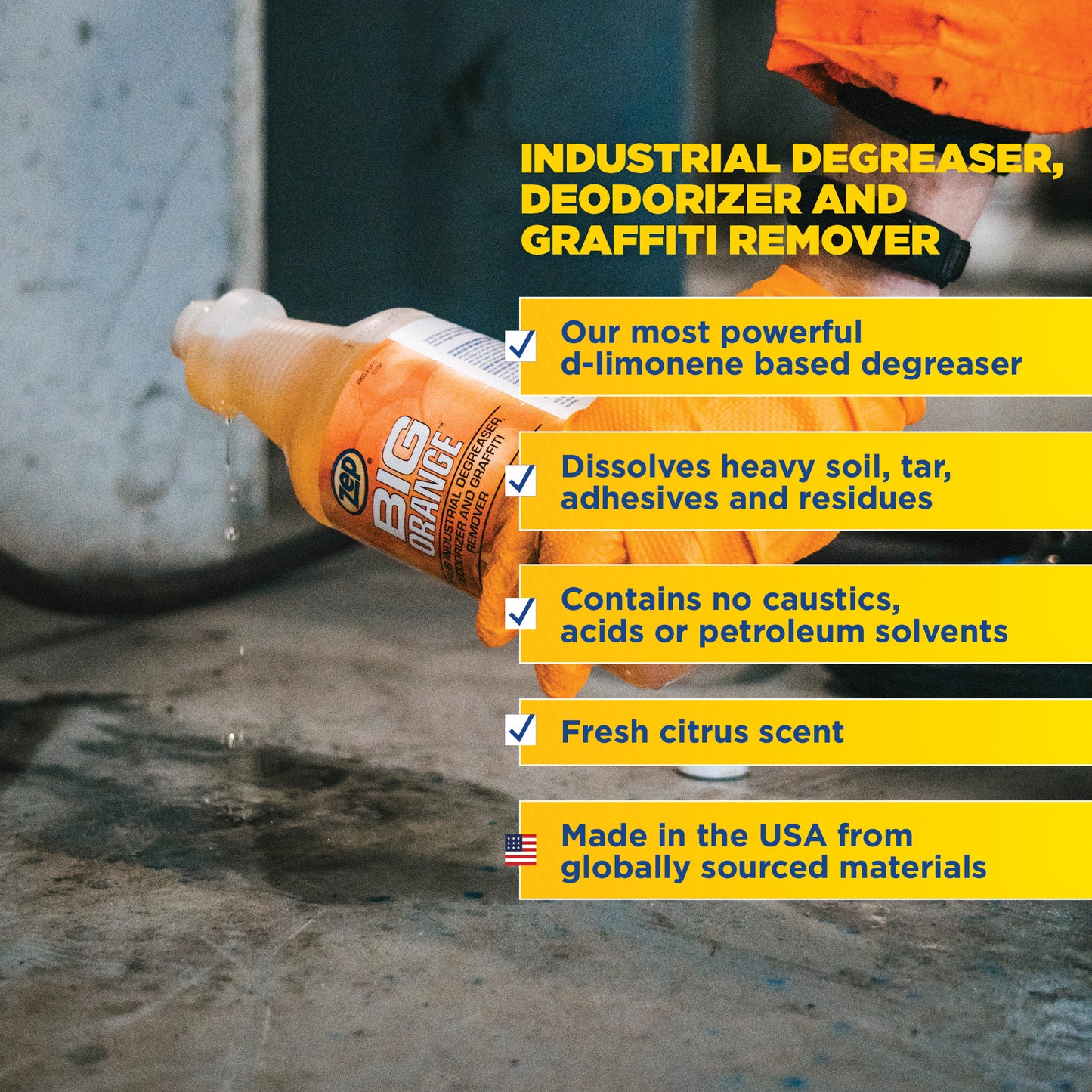 Big Orange Liquid Citrus Industrial Degreaser, Deodorizer & Graffiti Remover  - 32 oz.