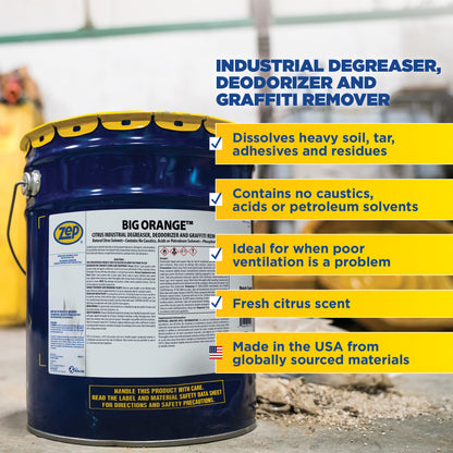 Big Orange Liquid Citrus Industrial Degreaser, Deodorizer & Graffiti Remover - 5 Gallon