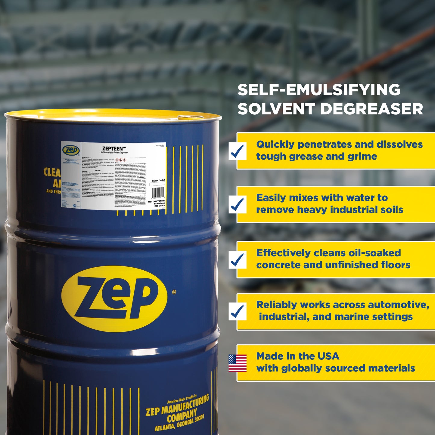 ZepTeen Ready-To-Use Self-Emulsifying Solvent Degreaser – Industrial Equipment Cleaner – 55 Gallon