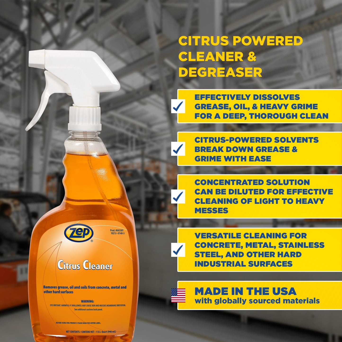 Zep Citrus Cleaner – Removes Grease and Oil – 32 oz.