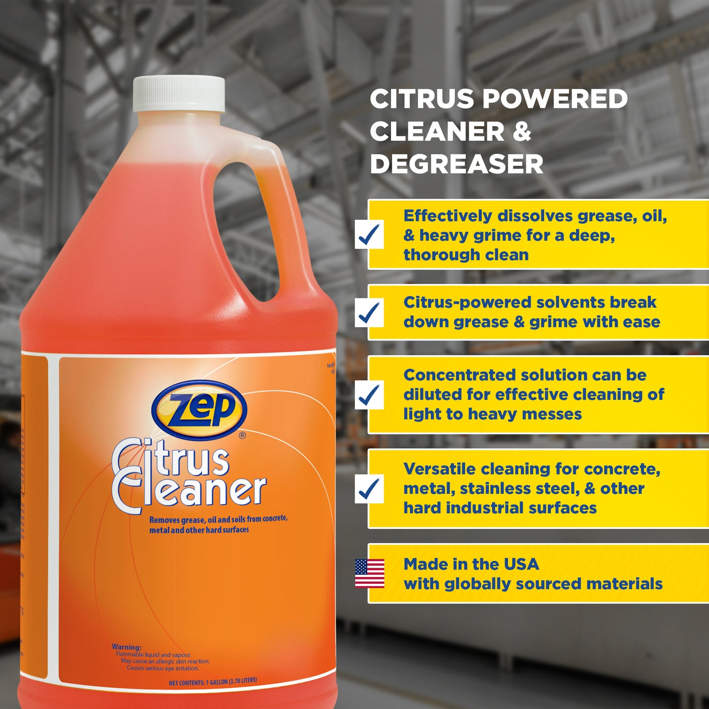 Zep Citrus Cleaner – Removes Grease and Oil – 1 Gallon