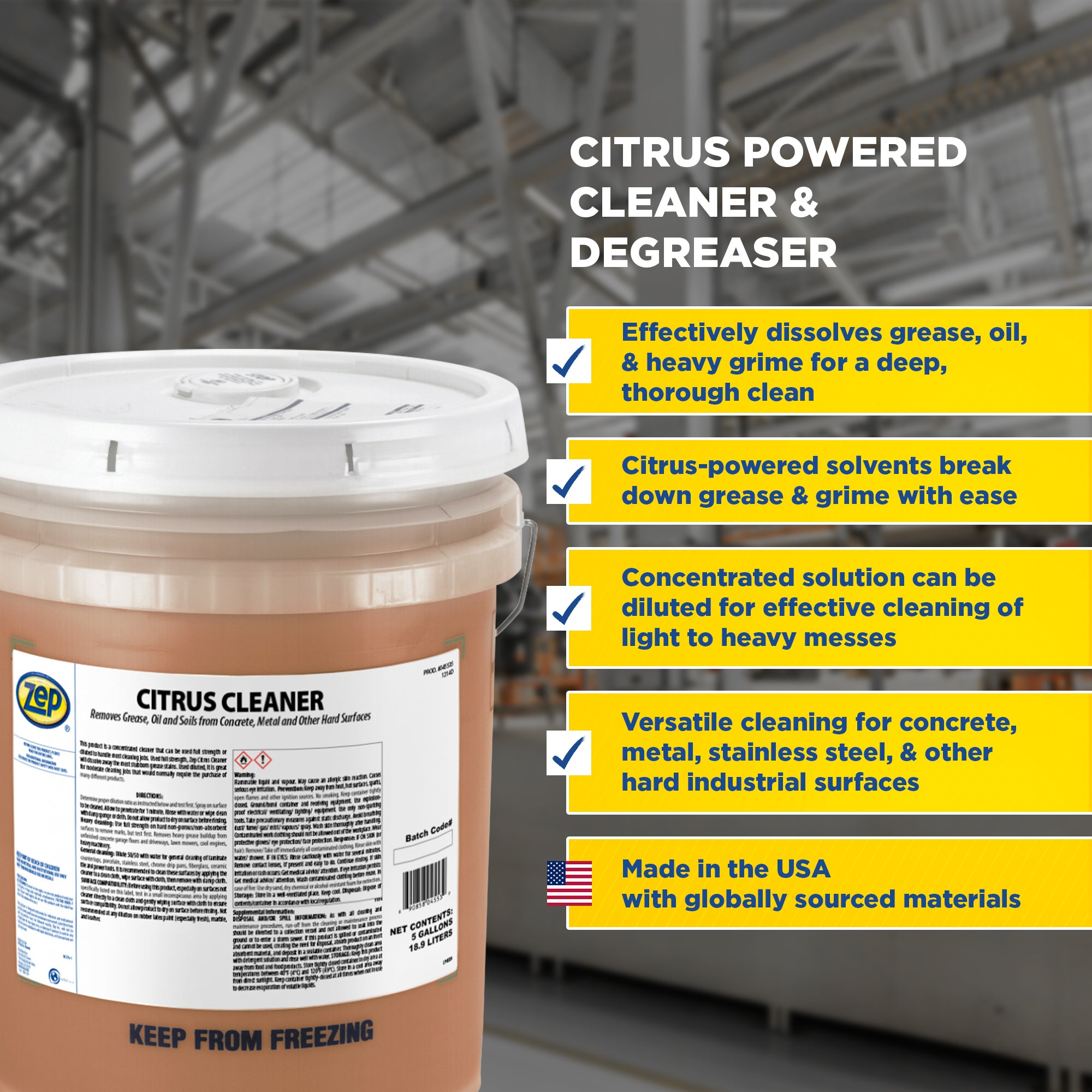 Zep Citrus Cleaner – Removes Grease and Oil – 5 Gallon – Zep Inc.