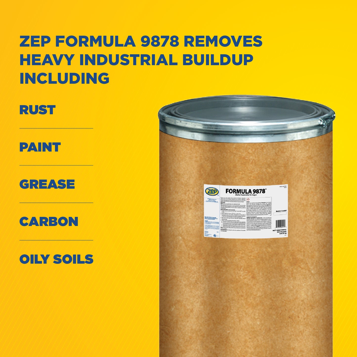 Zep Formula 9878 Alkaline Powdered Hot Vat Stripper – Rust and Paint Remover – 500 Pounds