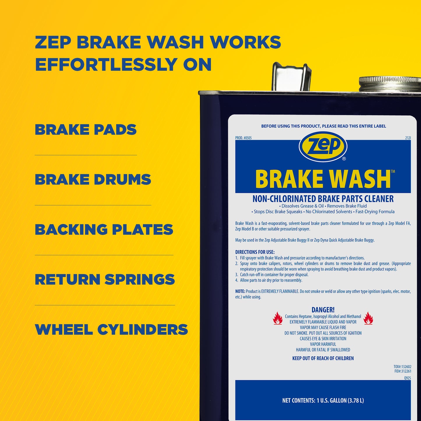 Zep Brake Wash – Non-Chlorinated Brake Parts Cleaner –1 Gallon