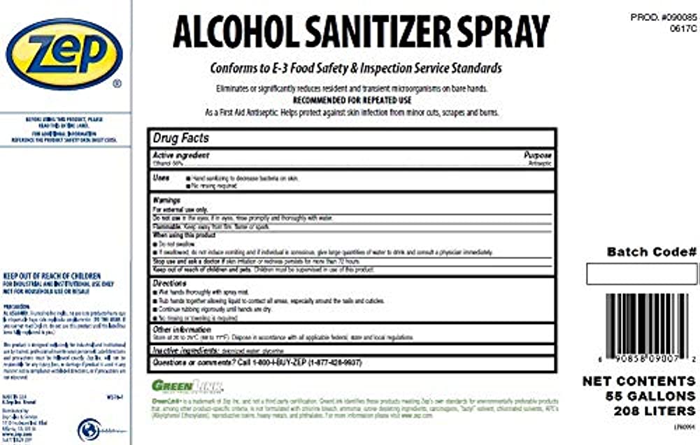 Zep Alcohol Sanitizer Spray – First Aid Antiseptic – 33.8 oz