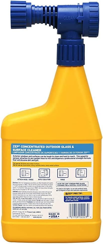 Windex Concentrated Outdoor Glass Cleaner, Patio Cleaner with Hose  Attachment, 32 Fl Oz, Pack of 2