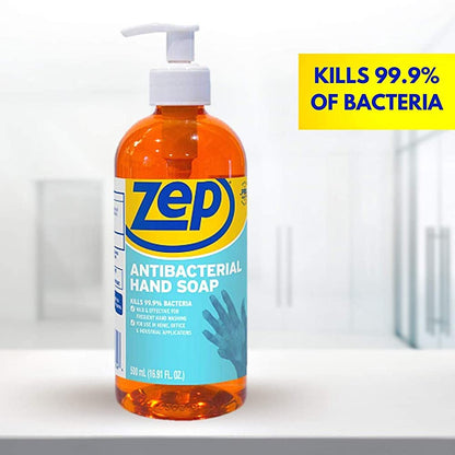 Zep Antibacterial Hand Soap – Kills 99.9% of Bacteria – 16.9 oz., antibacterial soap, antibacterial liquid hand soap, hand soap antibacterial