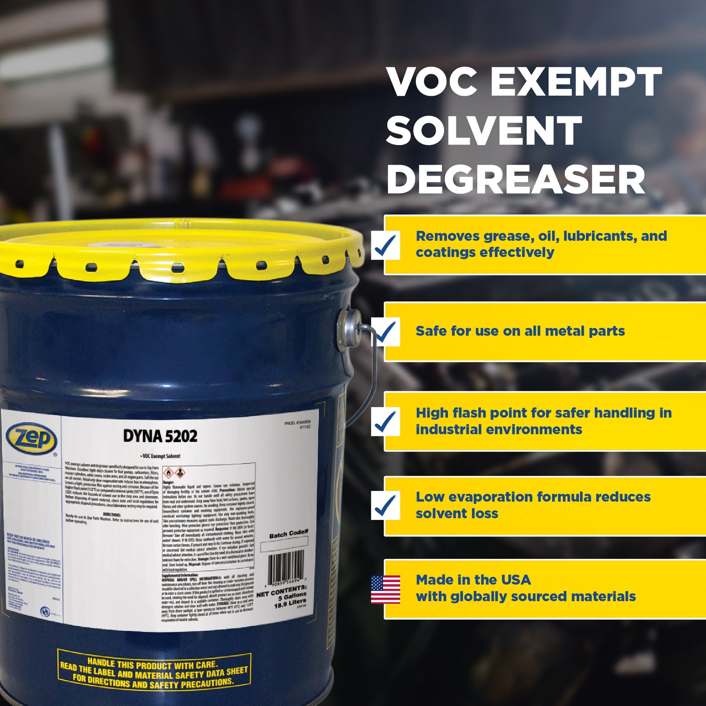Dyna 502 VOC Exempt Solvent and Degreaser - 5 Gal