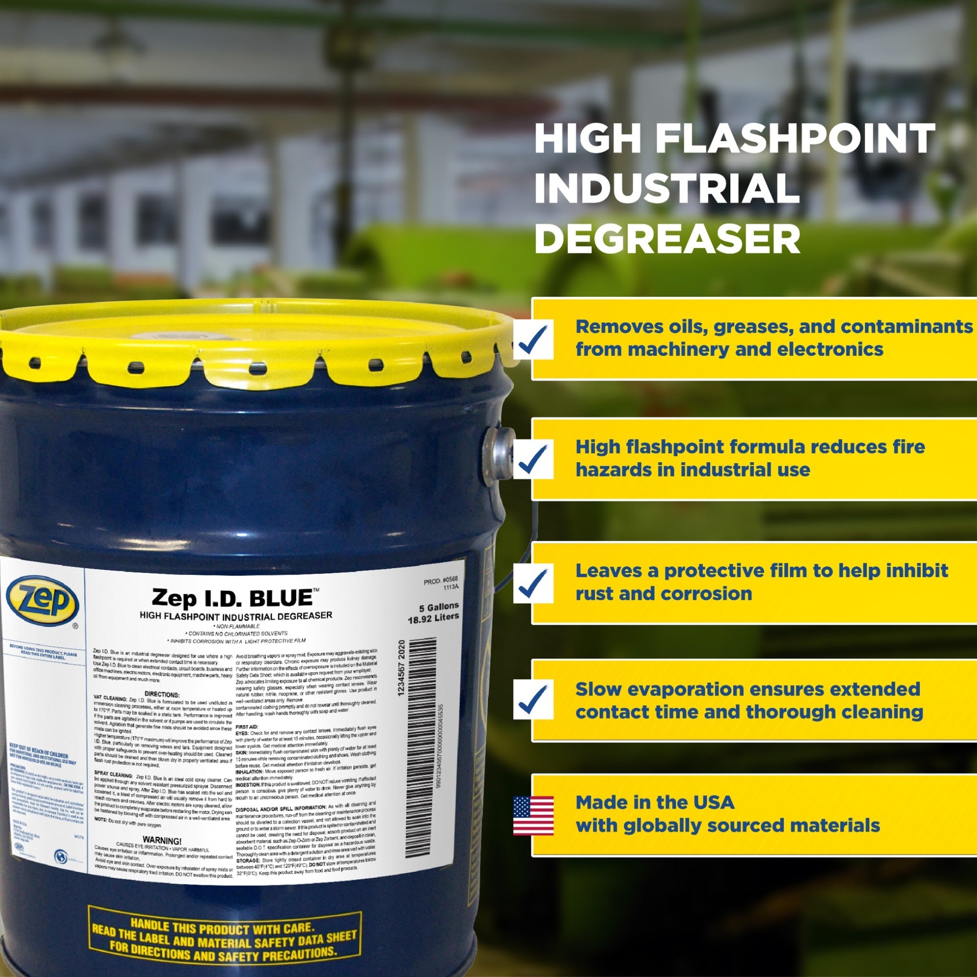 Zep I.D. Blue High Flashpoint Industrial Degreaser – Removes Heavy