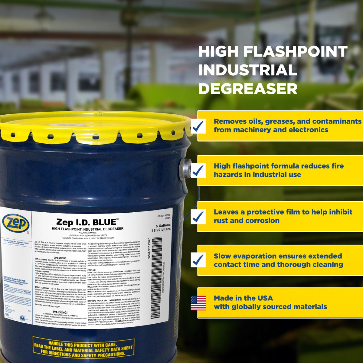 Zep I.D. Blue High Flashpoint Industrial Degreaser – Removes Heavy Oil ...