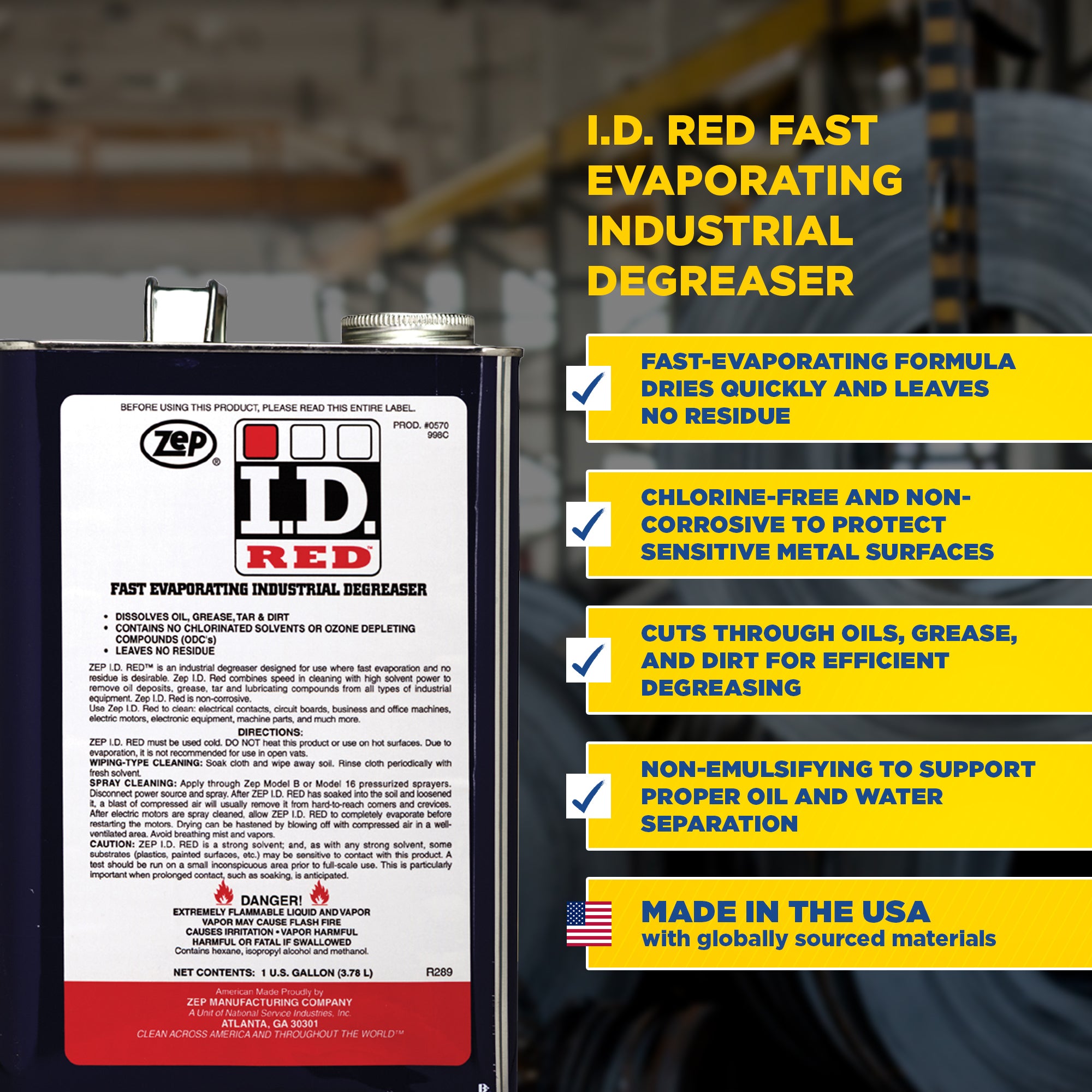 Zep I.D Red Fast Evaporating Industrial Degreaser - Removes Oil