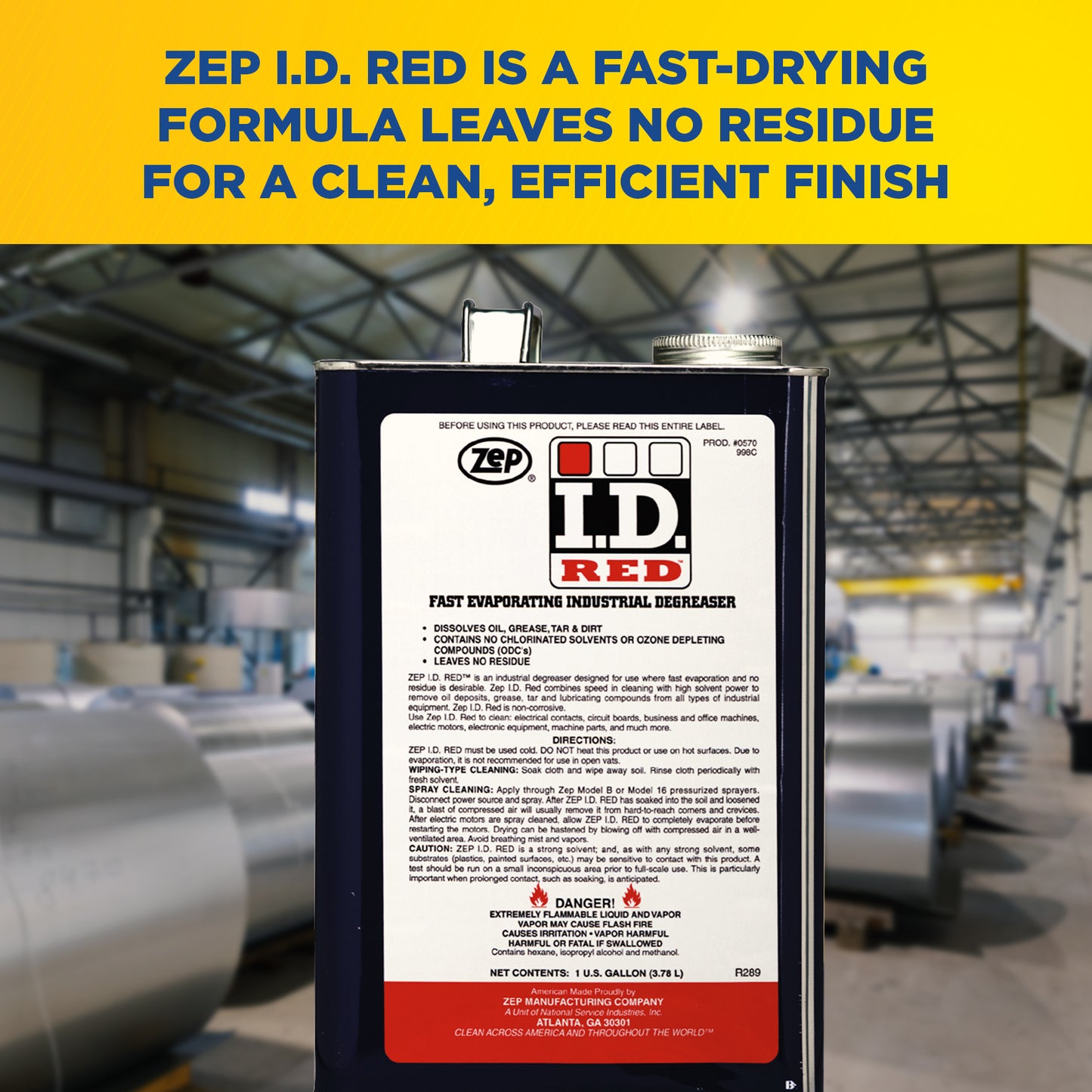 Zep I.D Red Fast Evaporating Industrial Degreaser - Removes Oil, Grease and Grime – 1 Gallon