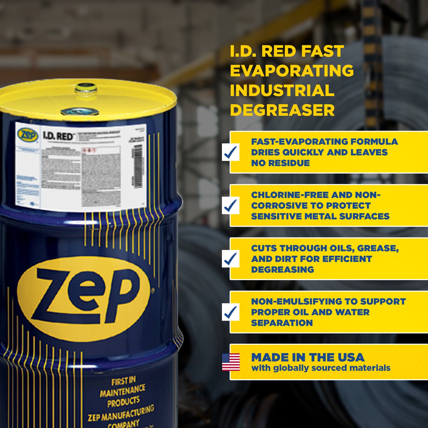 Zep I.D Red Fast Evaporating Industrial Degreaser - Removes Oil, Grease and Grime – 20 Gallon