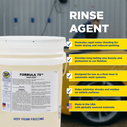 Zep Formula 75 Rinse Agent – Vehicle Wash Drying Agent - 5 Gallon