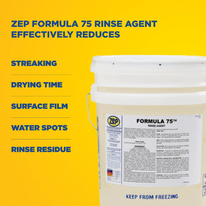 Zep Formula 75 Rinse Agent – Vehicle Wash Drying Agent - 5 Gallon