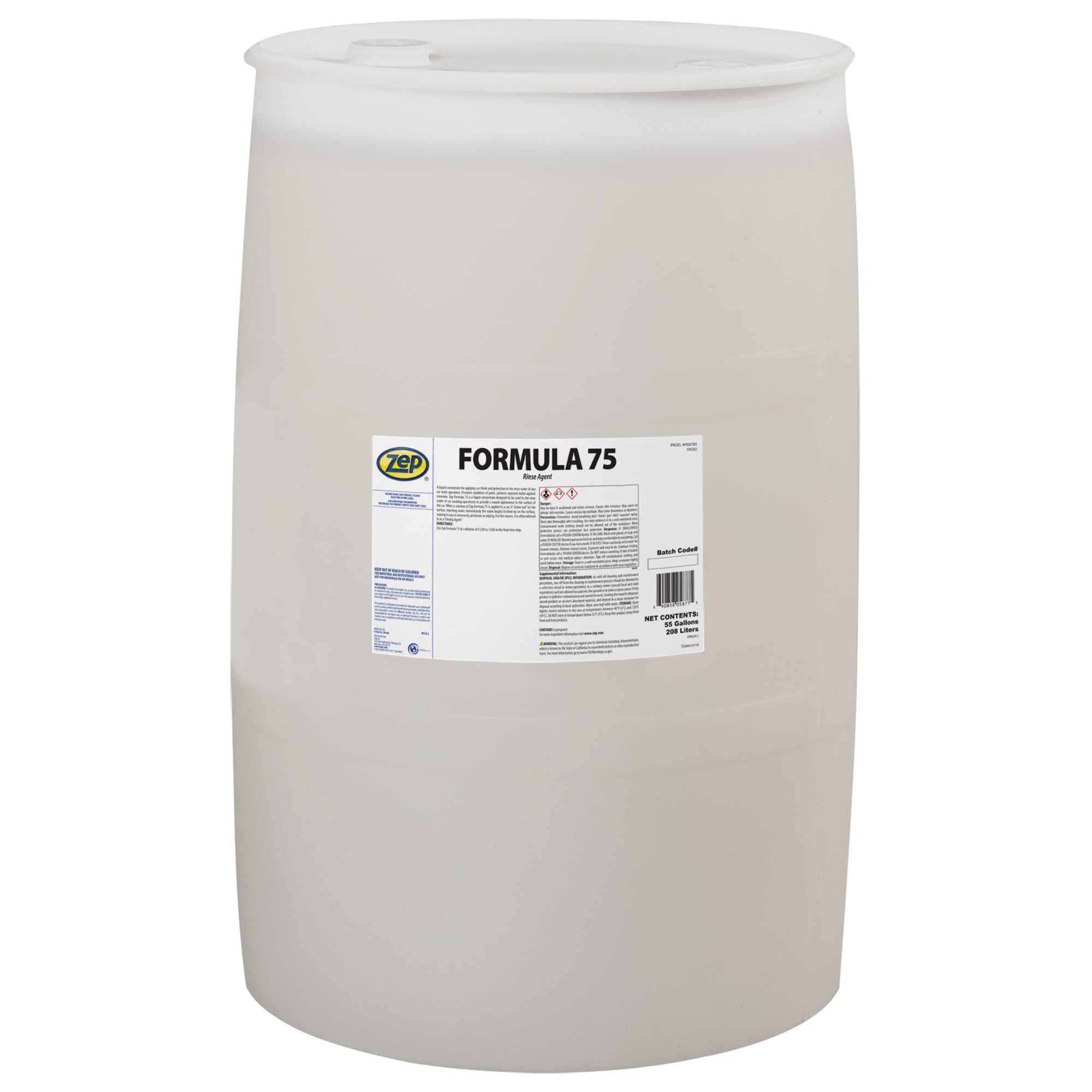 Zep Formula 75 Rinse Agent – Vehicle Wash Drying Agent - 55 Gallon ...