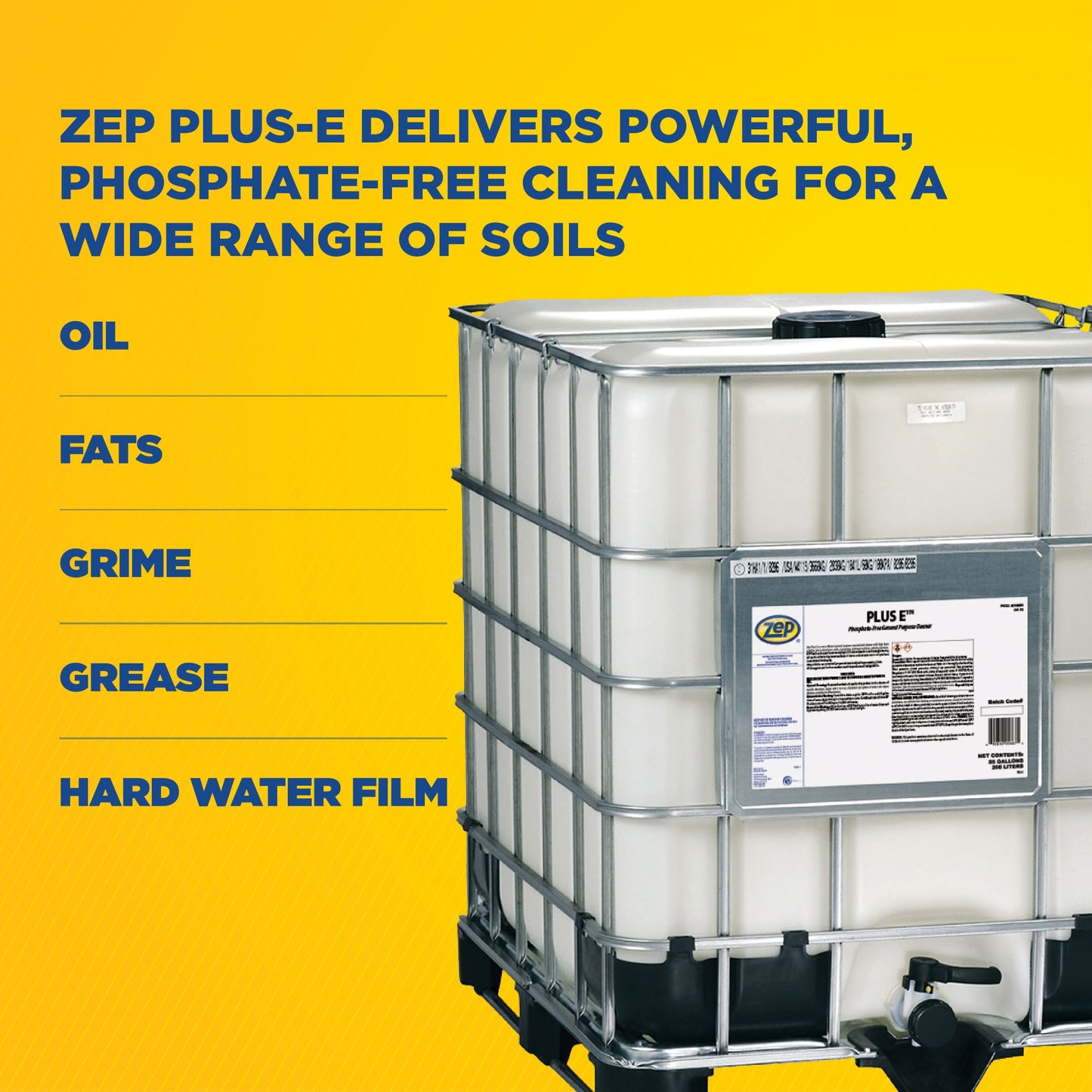 Zep Plus-E General-Purpose Cleaner – Multi-Surface Phosphate-Free Cleaner – 275 Gallon