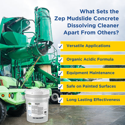 Zep Mudslide Concrete Dissolving Cleaner – Removes Concrete Build-Up – 5 Gallon with Zep Model 50 Polypropylene Piston Pump – Bundle