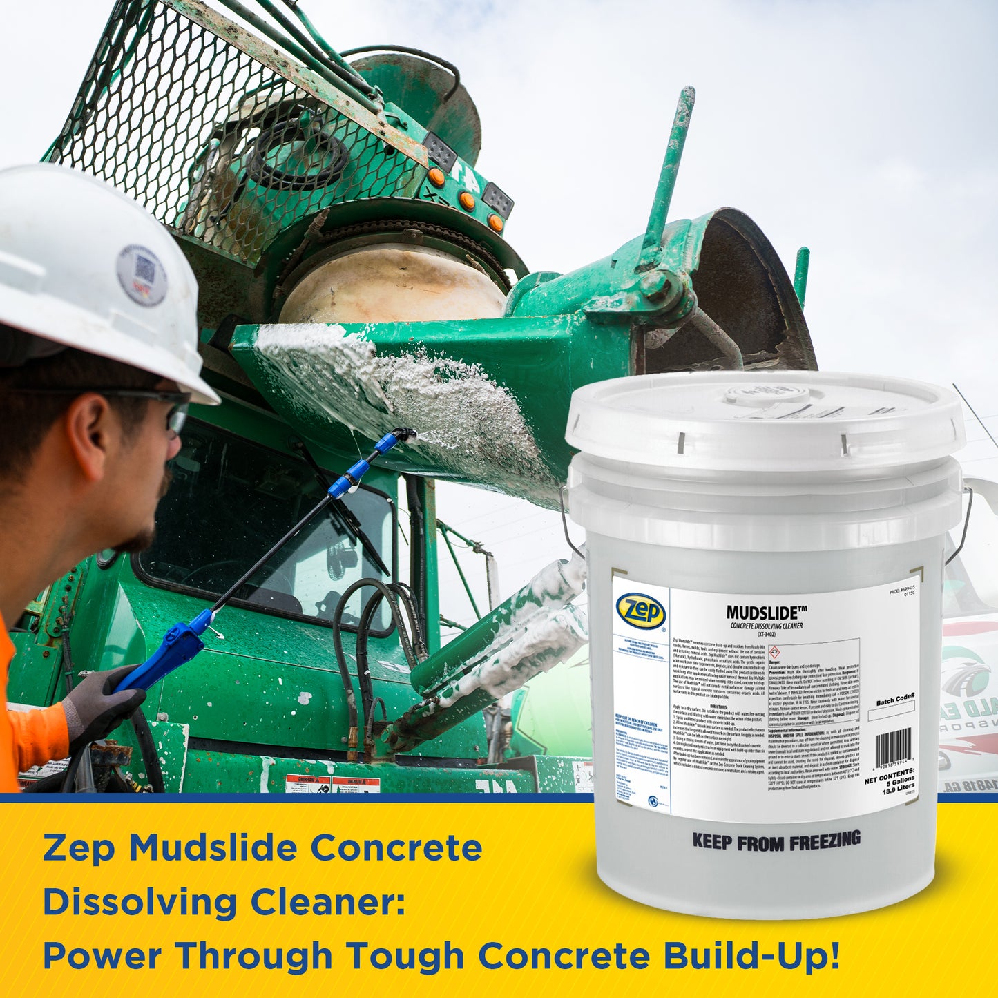 Zep Mudslide Concrete Dissolving Cleaner – Removes Concrete Build-Up – 5 Gallon