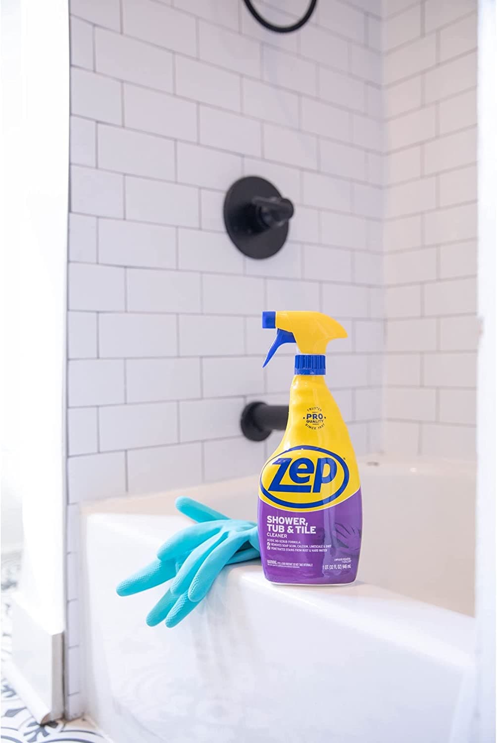 Zep Shower Tub and Tile Cleaner, Acidic Formula Better Than Bleach - 1  Gallon