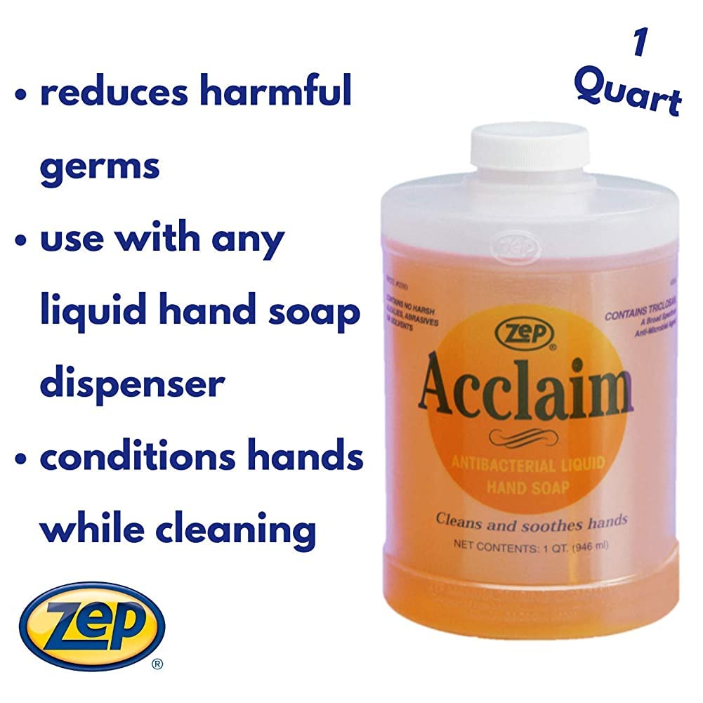 Zep Acclaim Antibacterial Liquid Hand Soap 32 oz (Case of 12) and Zep D-1000 Dispenser Bundle