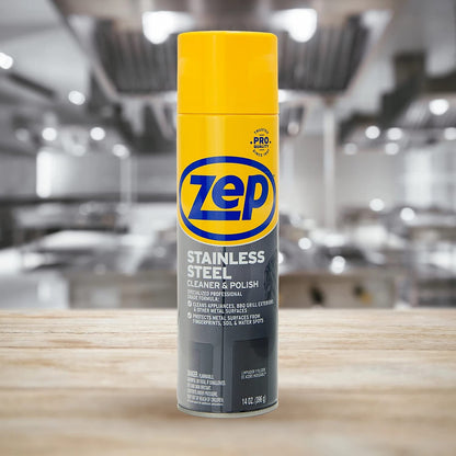 Zep Stainless Steel Cleaner and Polish – Removes Fingerprints and Water Spots – 14 oz